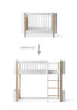 Umbauset für 'Wood Mini+' Babybett inkl. Junior-Erweiterung zum halbhohen Hochbett Weiß / Eiche