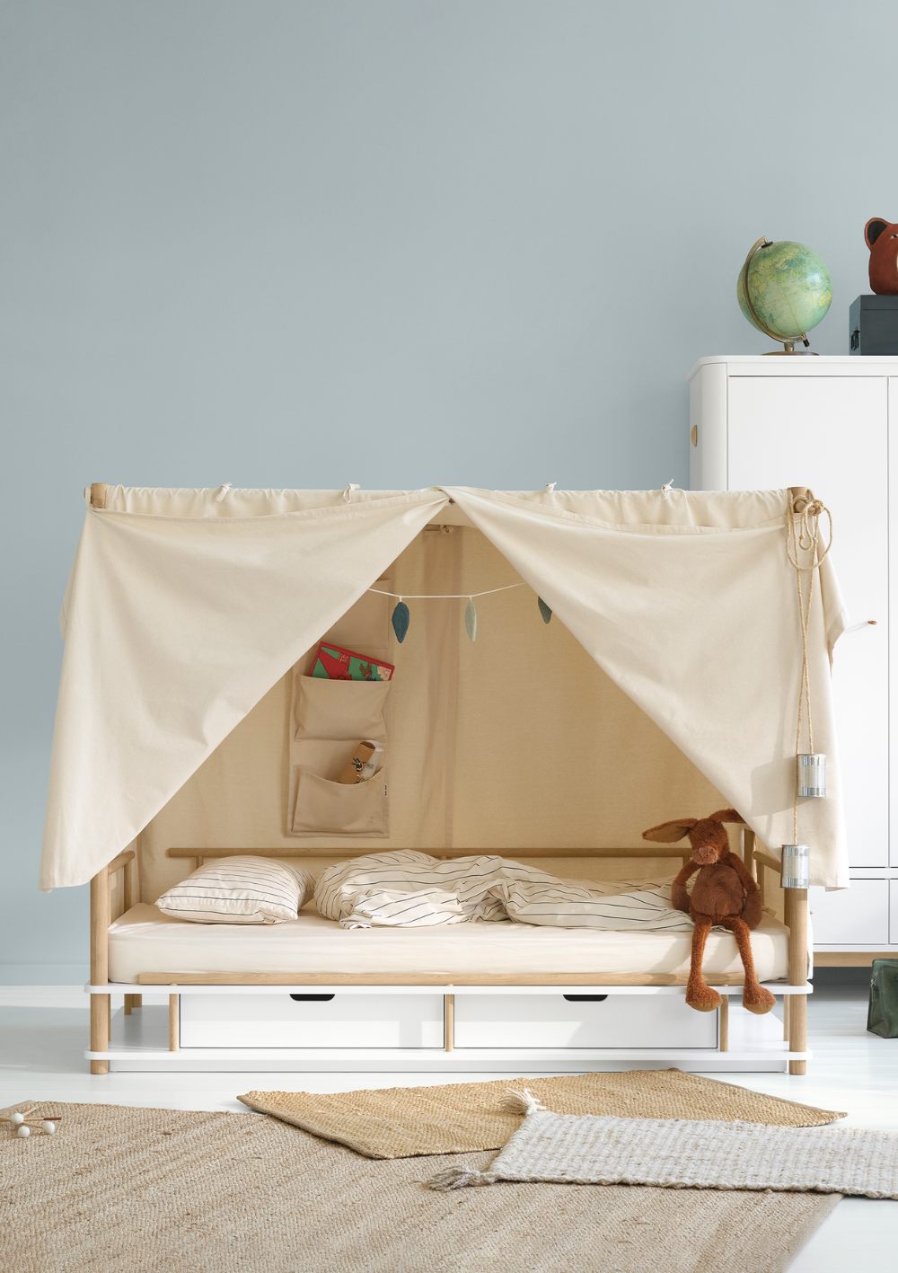 Oliver Furniture 'Camp' Himmelbett Weiß/Eiche