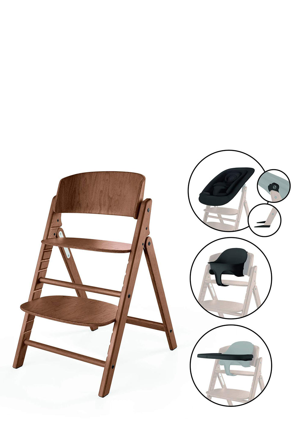 Cybex Hochstuhl 'Click & Fold' 4-in-1 Set All Natural Dark