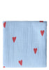Musselin Mulltuch 'Swaddle Print Medium' Light Blue Hearts 70 x 70 cm