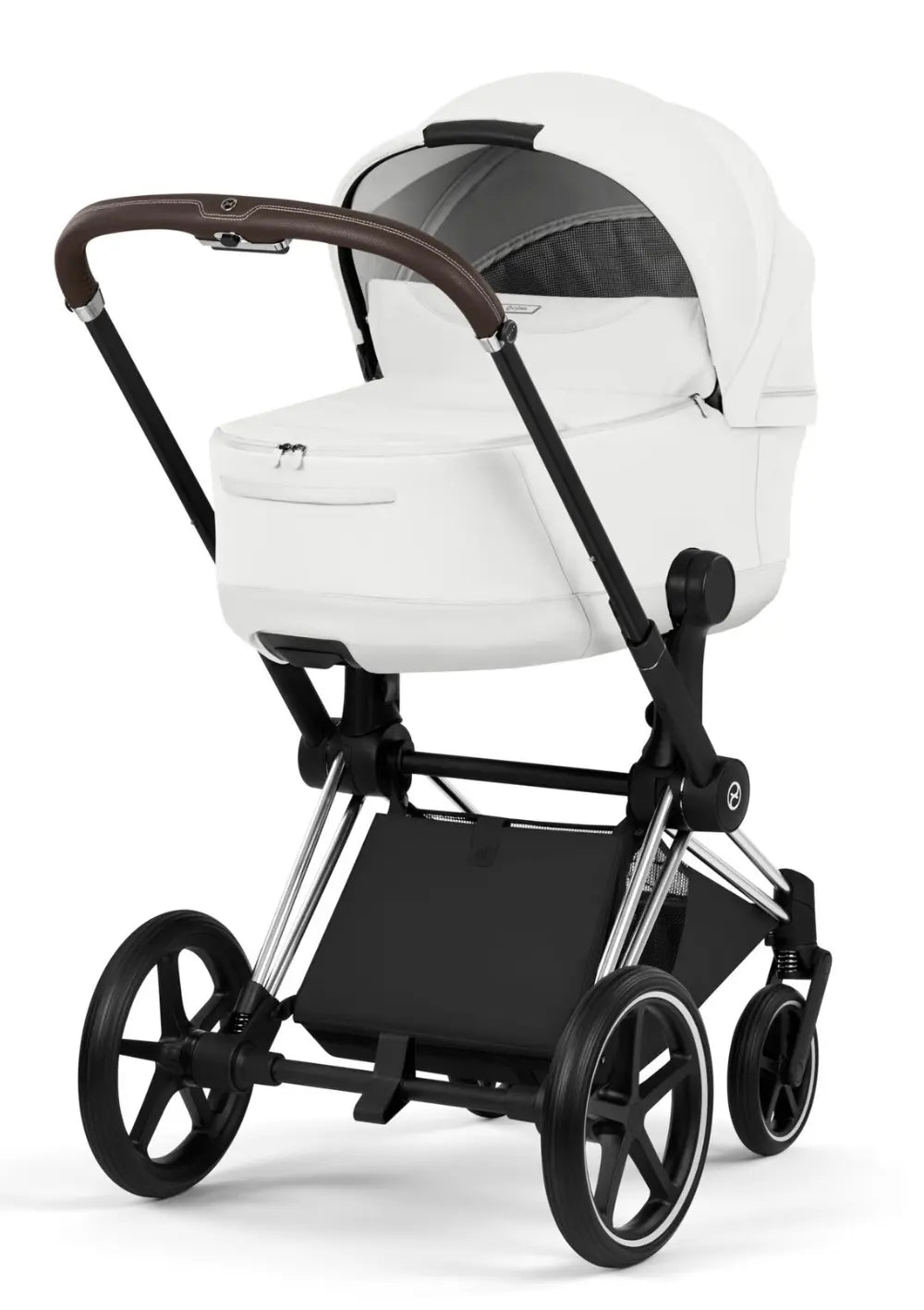 Cybex Kinderwagen-Set 'Priam Style' Off White / Gestell Chrome Brown