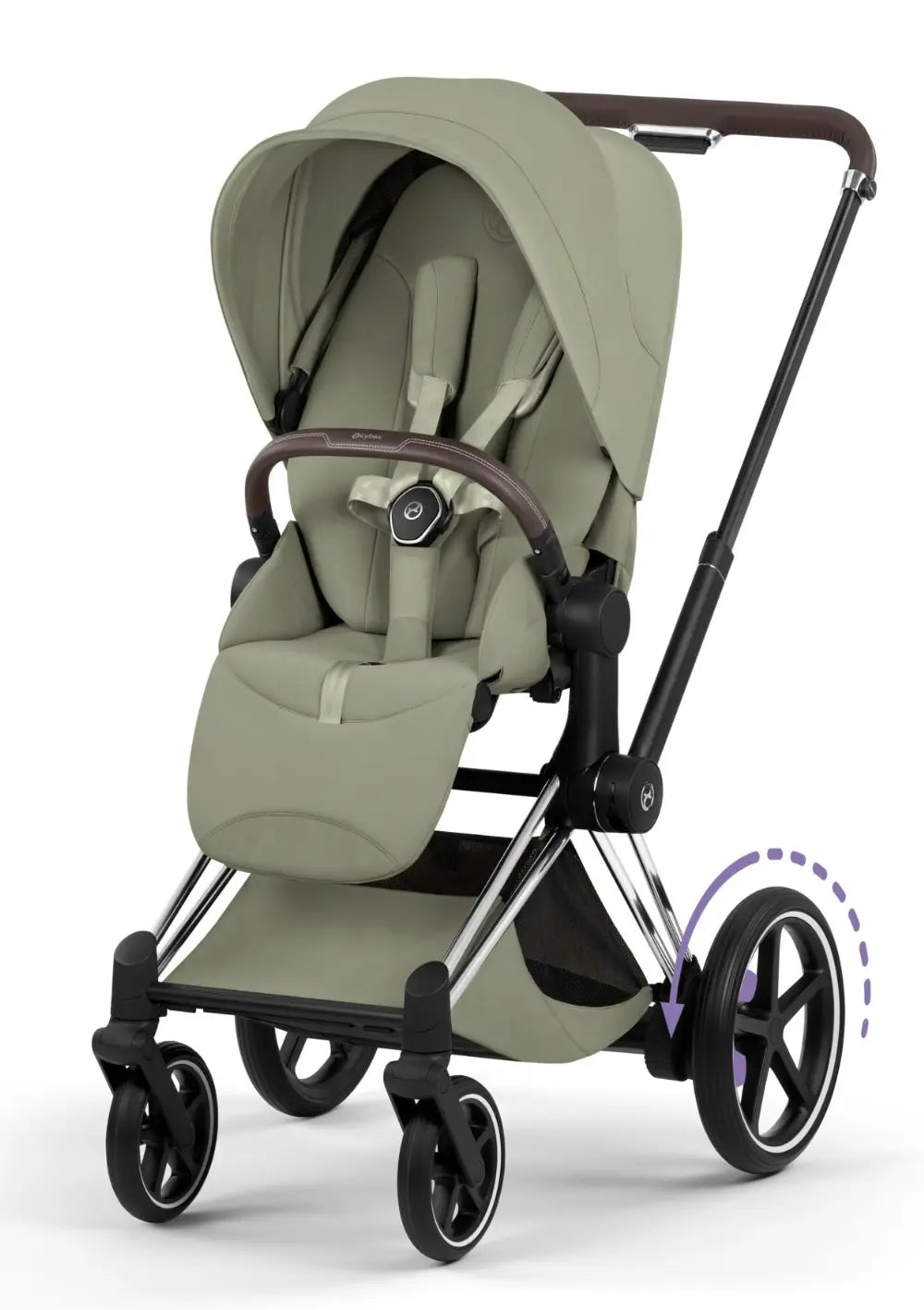Cybex Kinderwagen-Set 'e-Priam Style' Sage Green (Frame Chrome Brown)