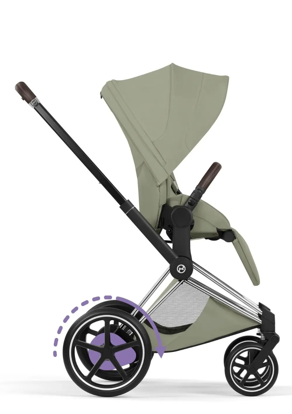 Cybex Kinderwagen-Set 'e-Priam Style' Sage Green (Frame Chrome Brown)