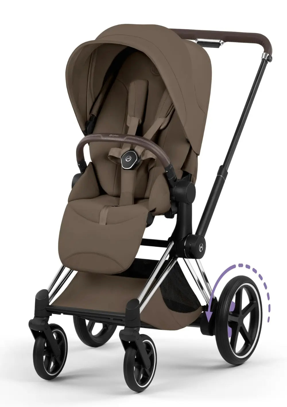 Cybex Kinderwagen-Set 'e-Priam Style' Coconut Brown (Frame Chrome Brown)