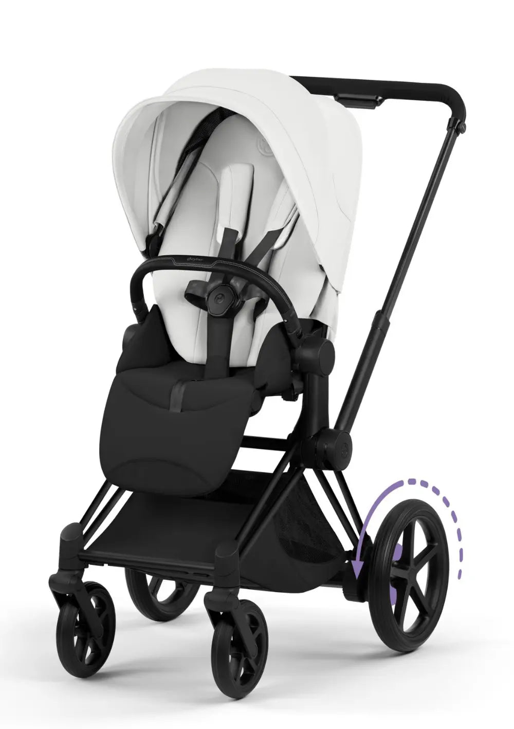 Cybex Kinderwagen-Set 'e-Priam Style' Off White / Gestell Matt Black
