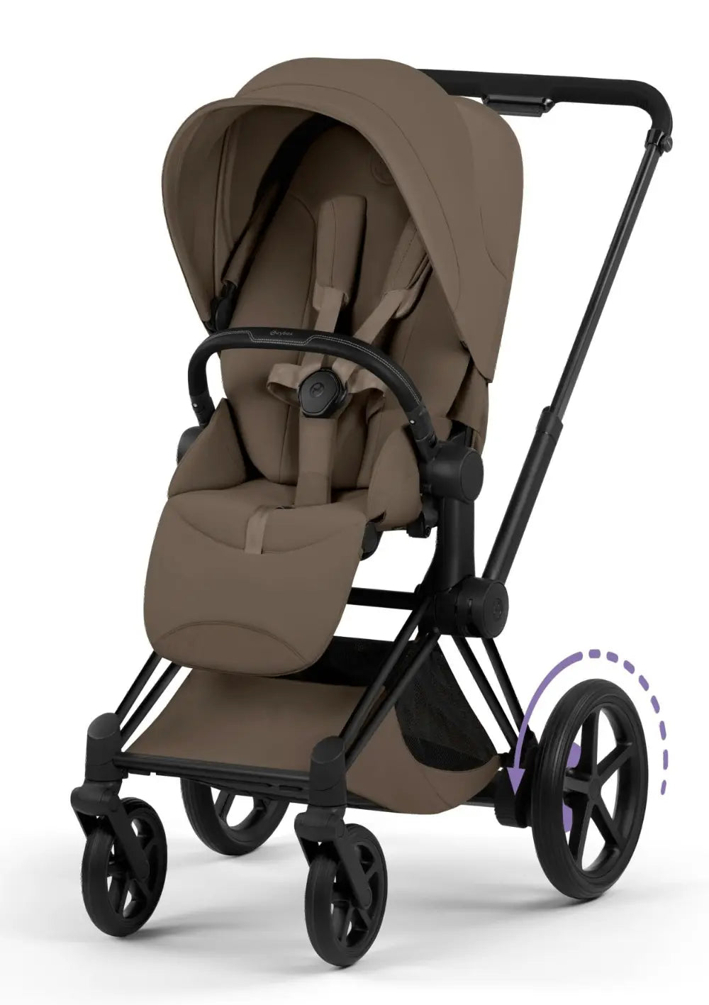 Cybex Kinderwagen-Set 'e-Priam Style' Coconut Brown (Frame Matt Black)