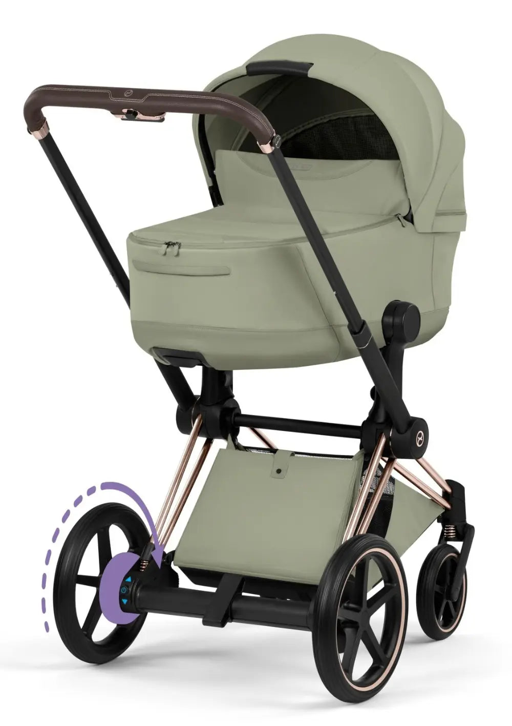 Cybex Kinderwagen-Set 'e-Priam Style' Sage Green (Frame Roségold)