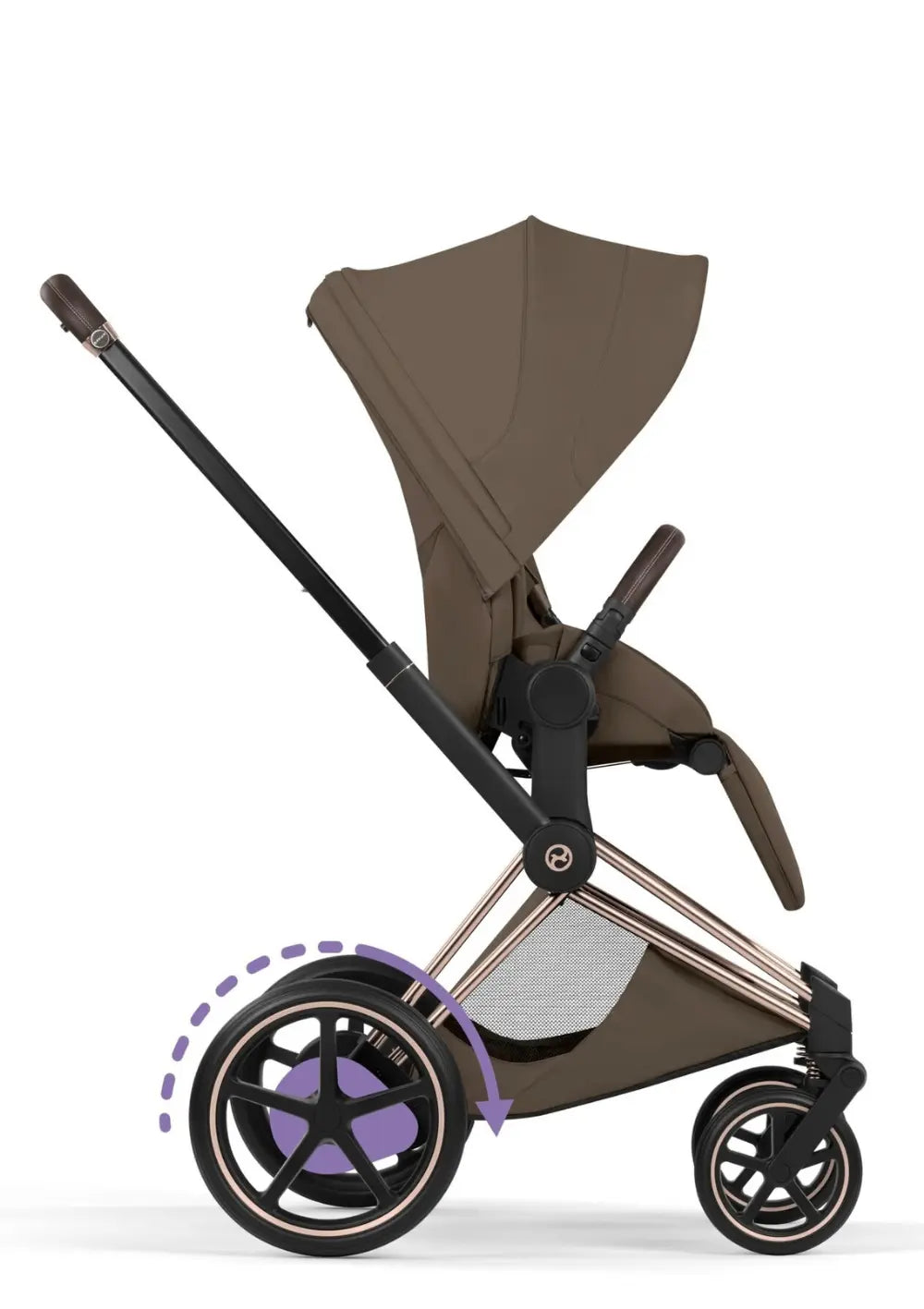 Cybex Kinderwagen-Set 'e-Priam Style' Coconut Brown (Frame Roségold)