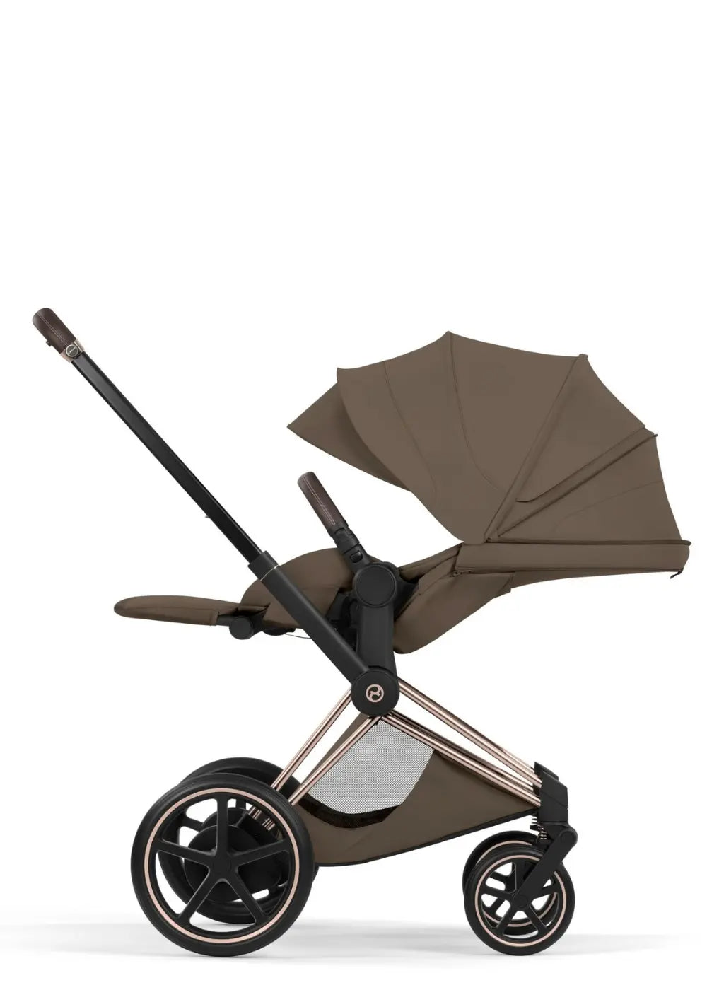 Cybex Kinderwagen-Set 'e-Priam Style' Coconut Brown (Frame Roségold)