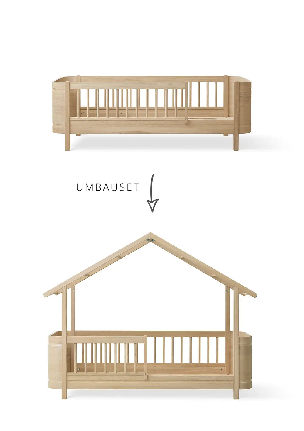Oliver Furniture Umbauset für 'Wood Mini+' Juniorbett zum Hausbett Eiche & Weiß/Eiche