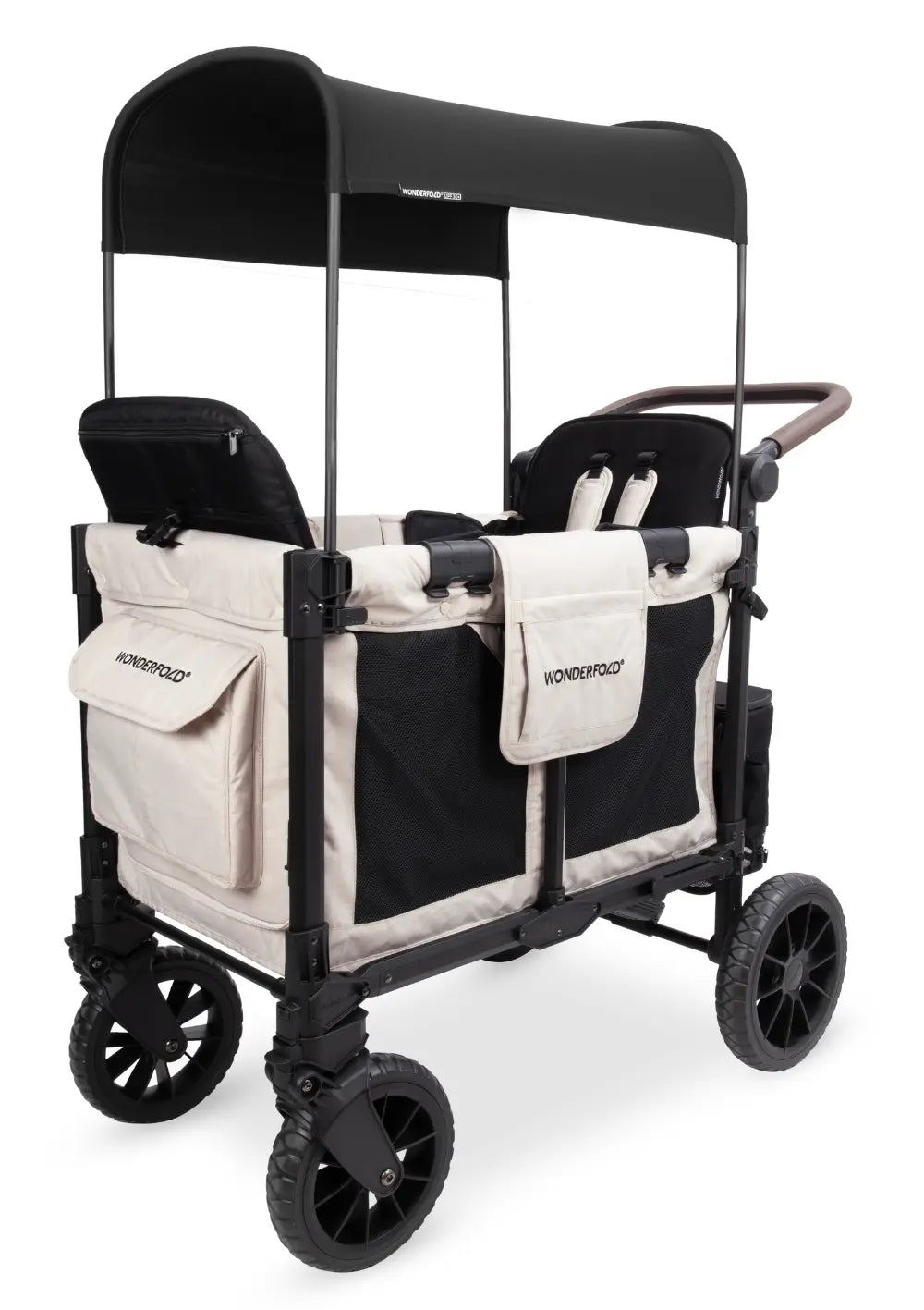 WonderFold W2 Luxe Pro Kinderwagen 2-Sitzer Sandy Beige