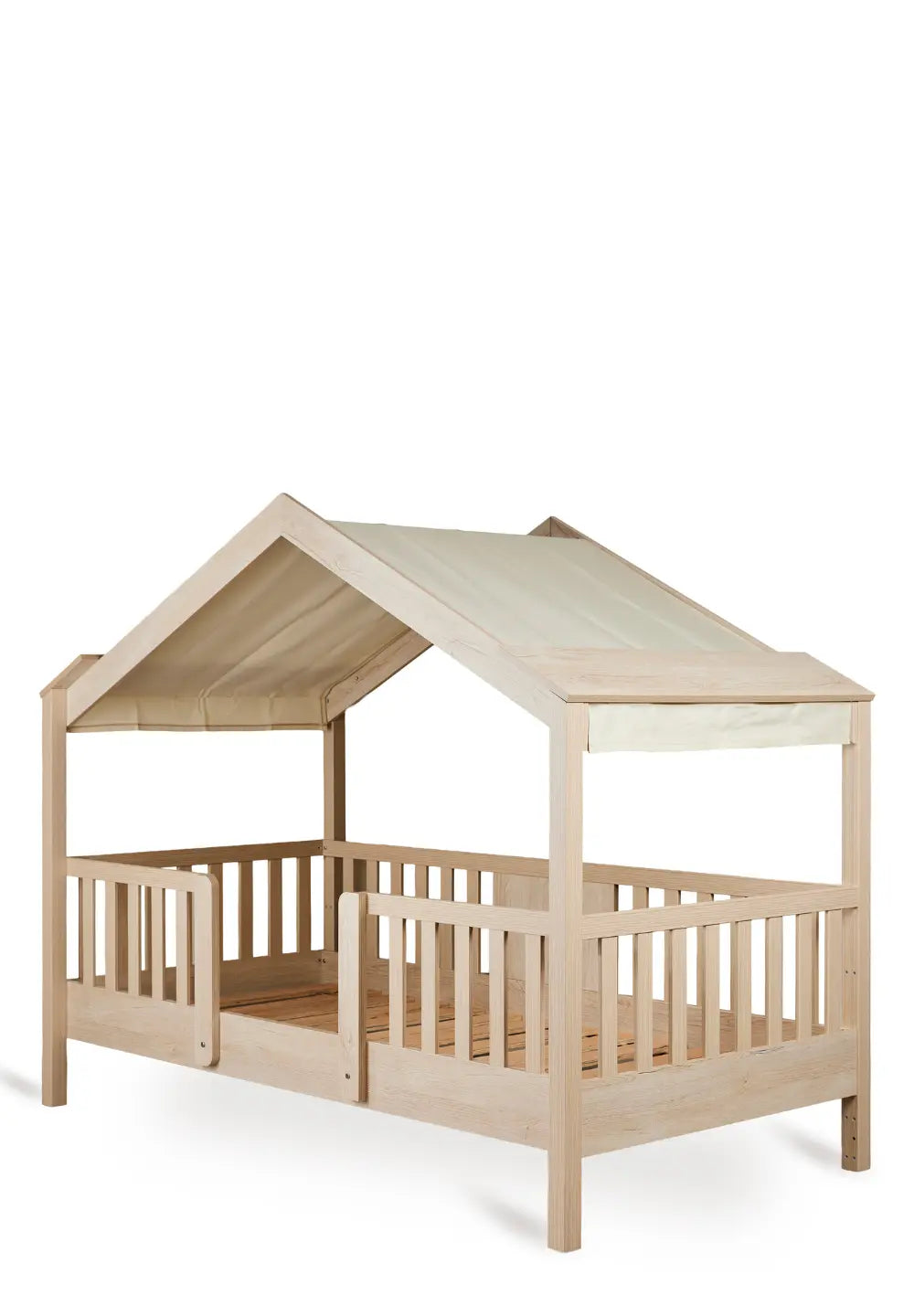 Quax Hausbett 'Chalet' Natural Ash 200 x 90 cm mit Dachbbespannung Butter