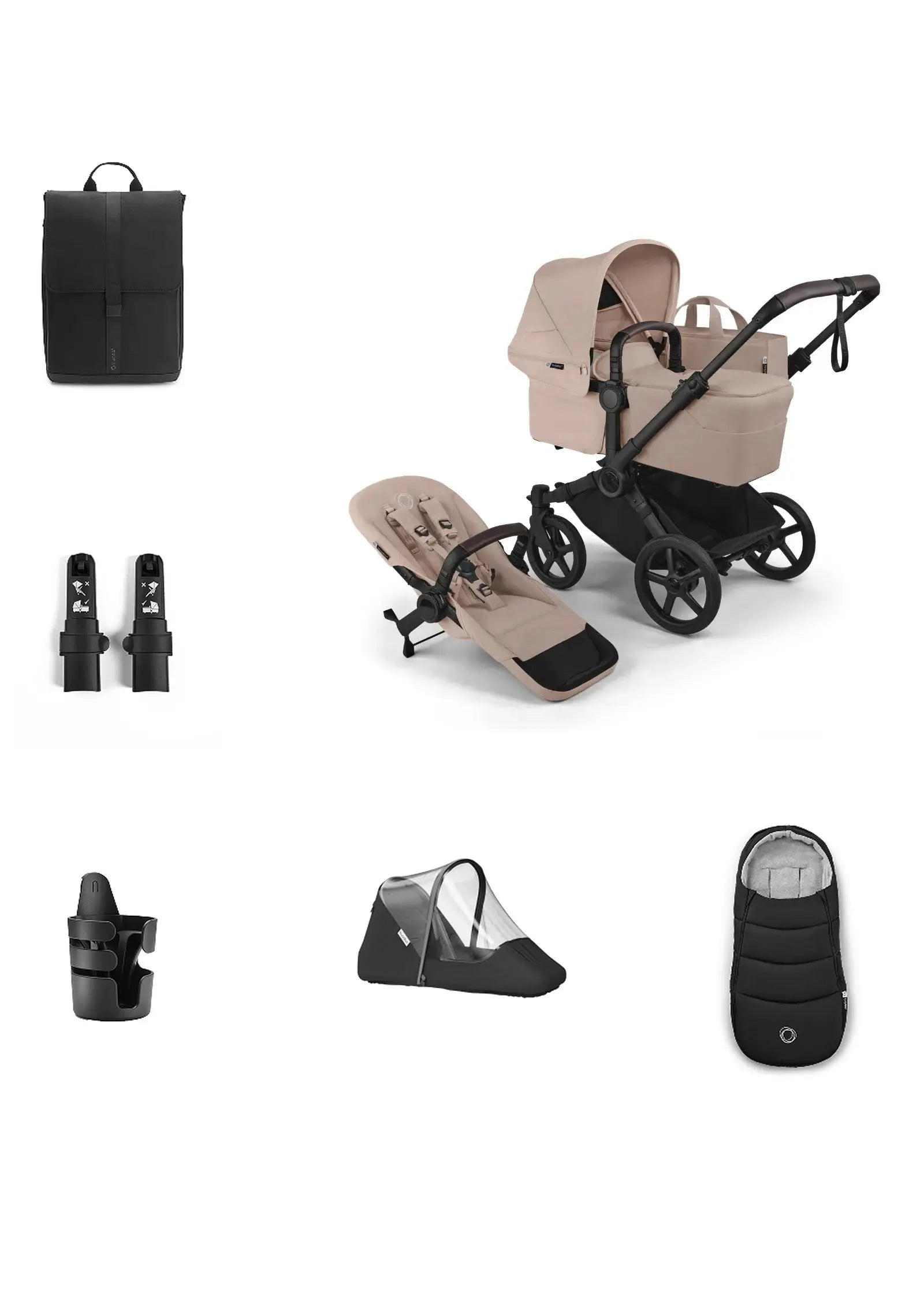 'Donkey 6 Single' Bundle – Unverzichtbares Kinderwagen-Set Desert Taupe Mélange