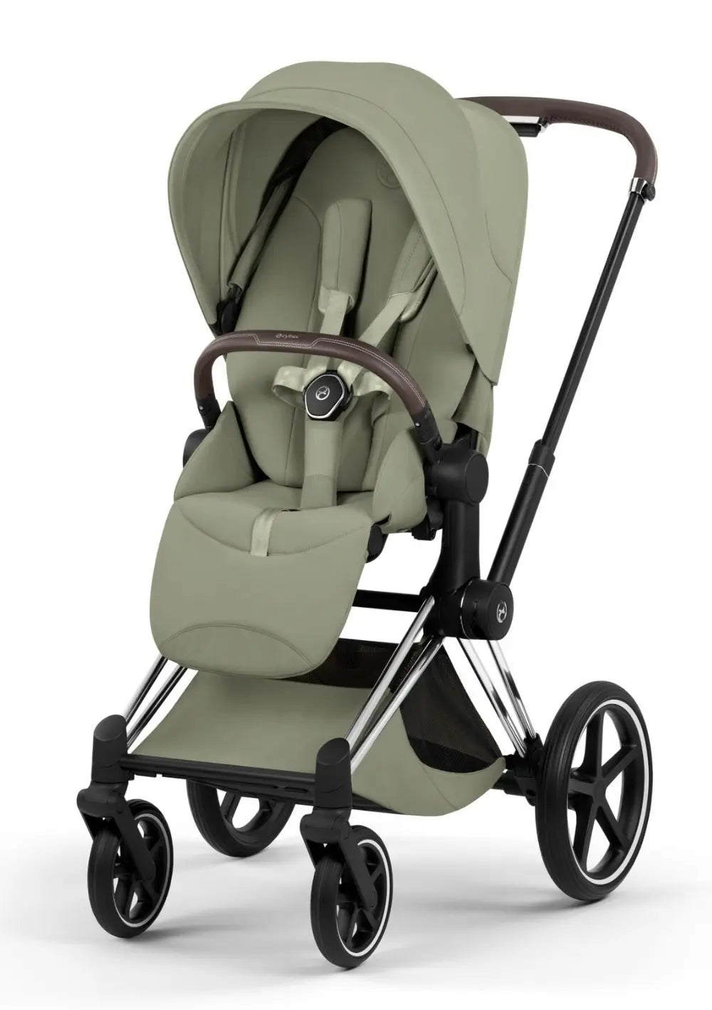 Cybex Kinderwagen-Set 'Priam Style' Sage Green (Frame Chrome Brown)