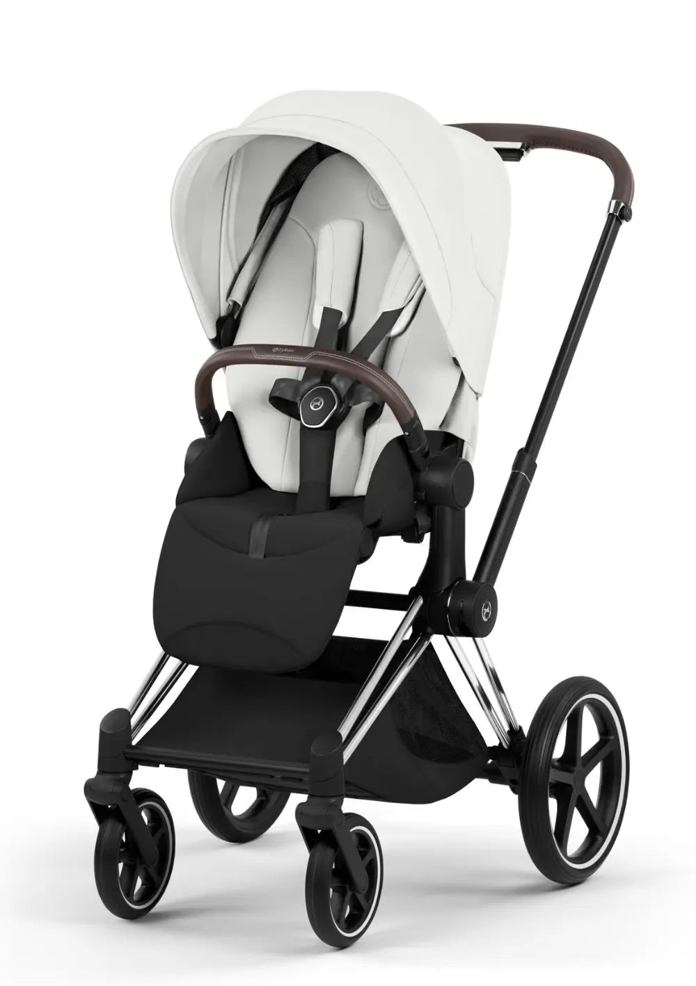 Cybex Kinderwagen-Set 'Priam Style' Off White / Gestell Chrome Brown