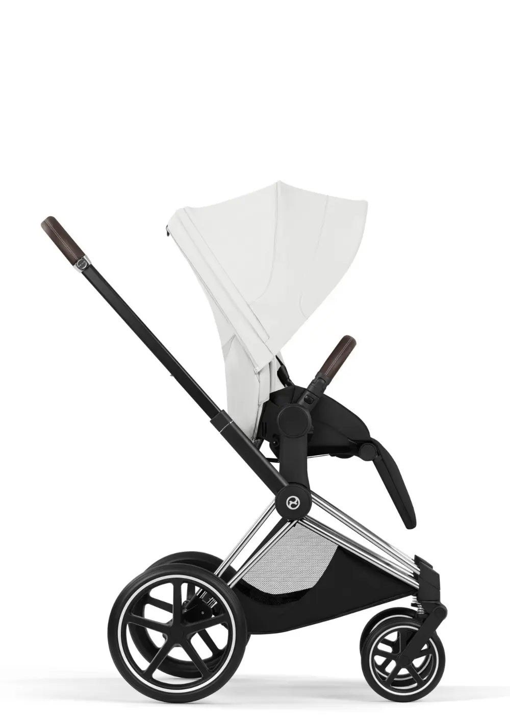 Cybex Kinderwagen-Set 'Priam Style' Off White / Gestell Chrome Brown