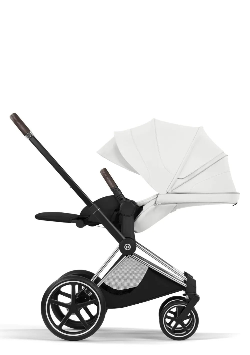 Cybex Kinderwagen-Set 'Priam Style' Off White / Gestell Chrome Brown
