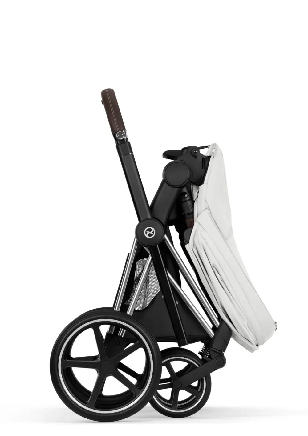 Cybex Kinderwagen-Set 'Priam Style' Off White / Gestell Chrome Brown