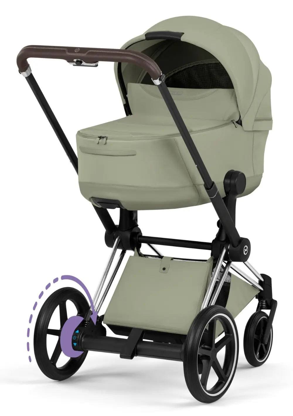 Cybex Kinderwagen-Set 'e-Priam Style' Sage Green (Frame Chrome Brown)