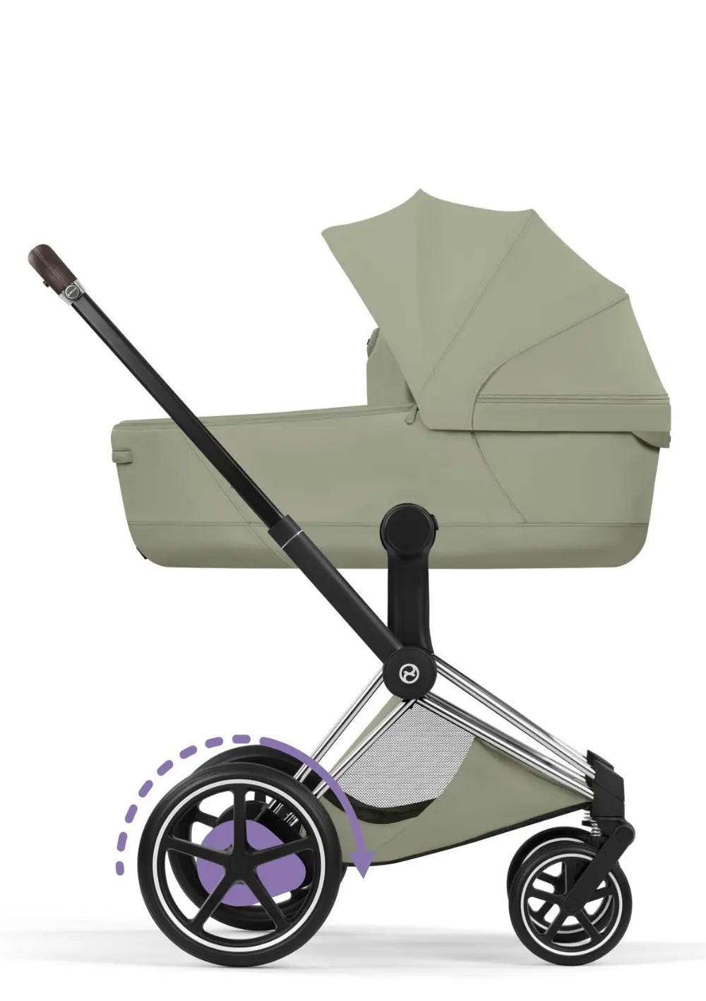 Cybex Kinderwagen-Set 'e-Priam Style' Sage Green (Frame Chrome Brown)