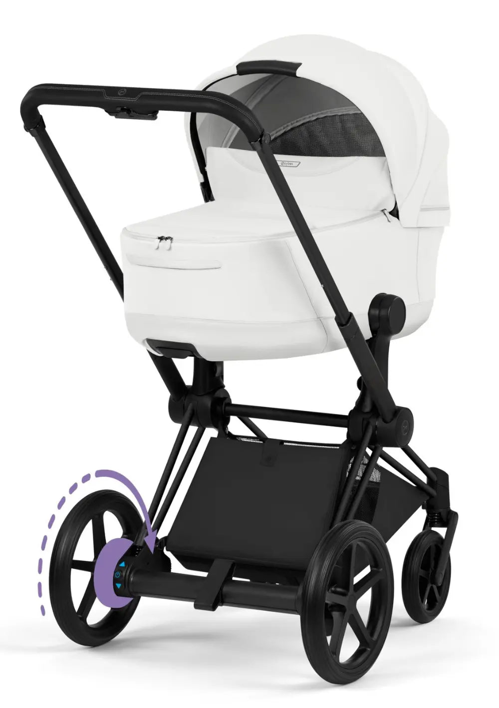 Cybex Kinderwagen-Set 'e-Priam Style' Off White / Gestell Matt Black