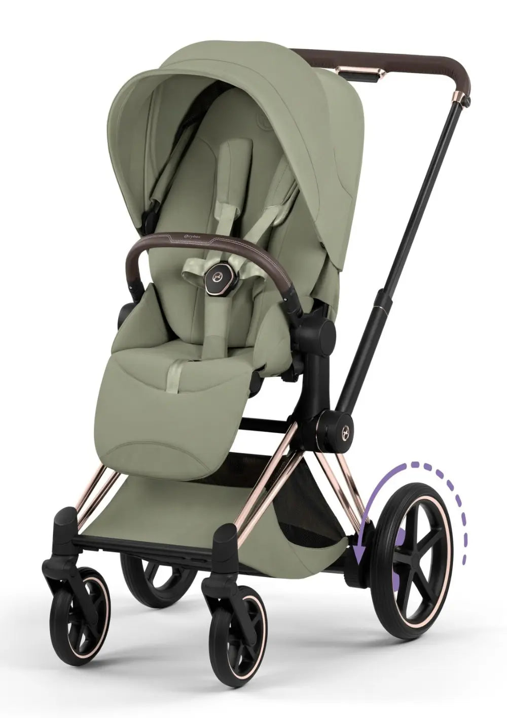 Cybex Kinderwagen-Set 'e-Priam Style' Sage Green (Frame Roségold)