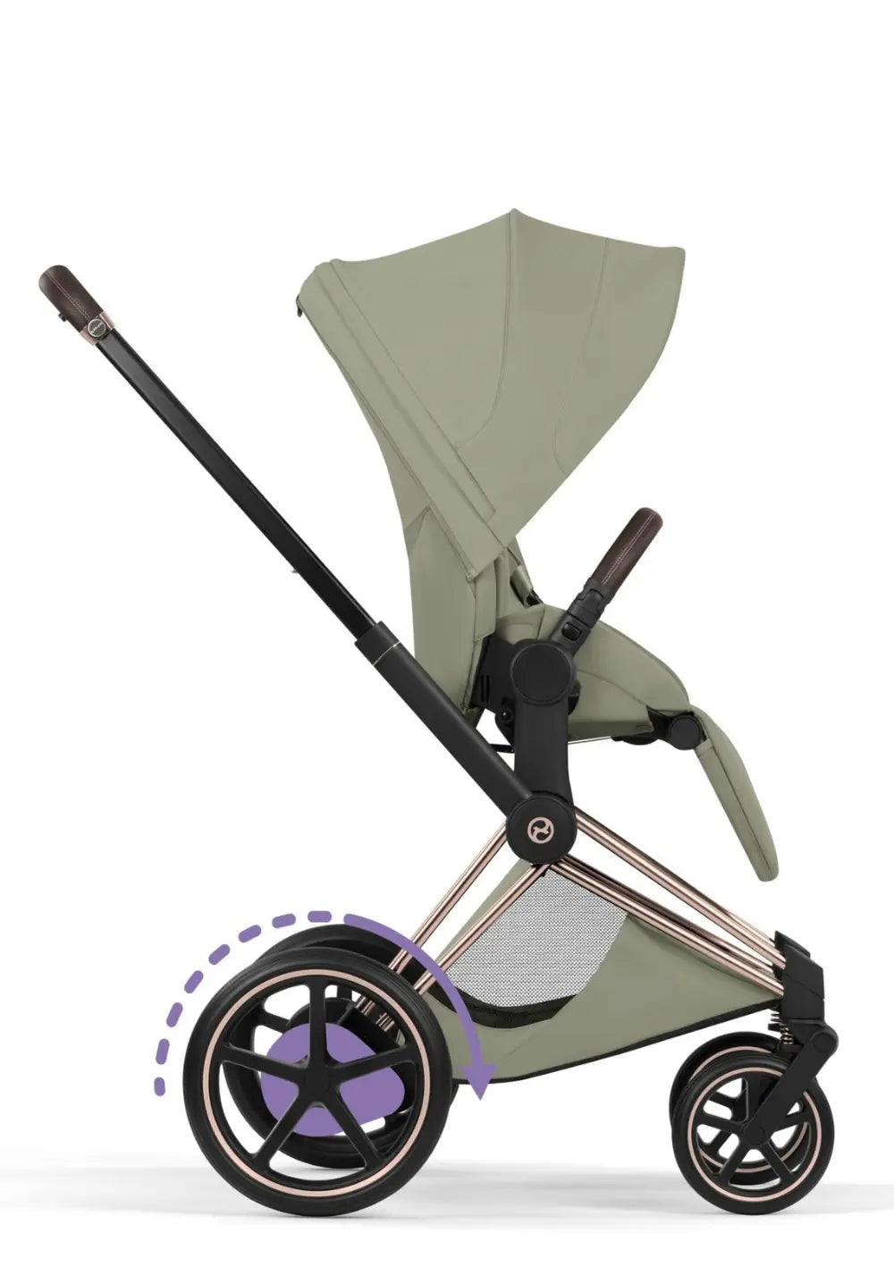 Cybex Kinderwagen-Set 'e-Priam Style' Sage Green (Frame Roségold)