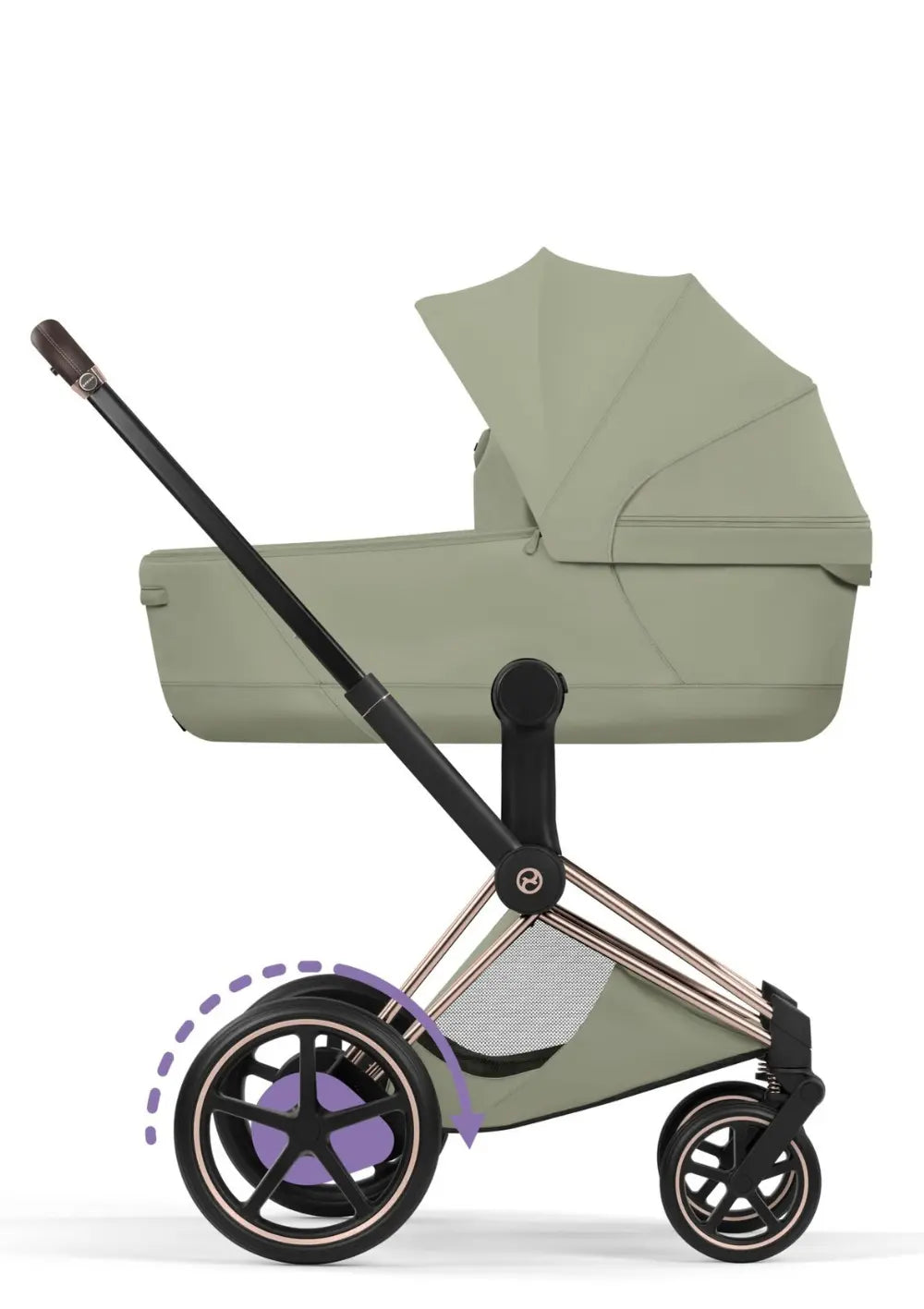 Cybex Kinderwagen-Set 'e-Priam Style' Sage Green (Frame Roségold)