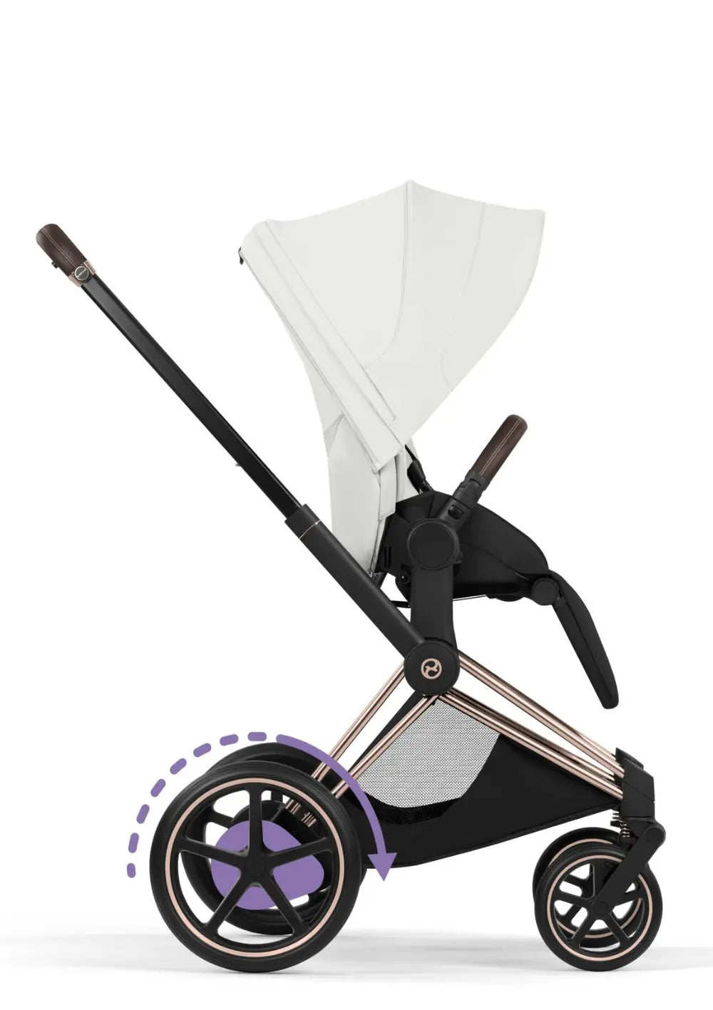 Cybex Kinderwagen-Set 'e-Priam Style' Off White / Gestell Roségold