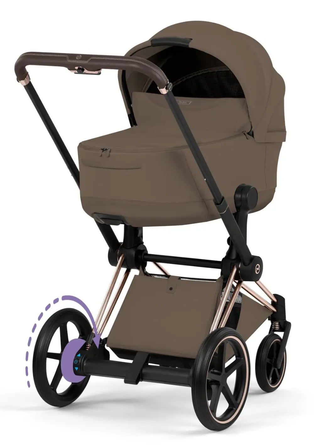 Cybex Kinderwagen-Set 'e-Priam Style' Coconut Brown (Frame Roségold)