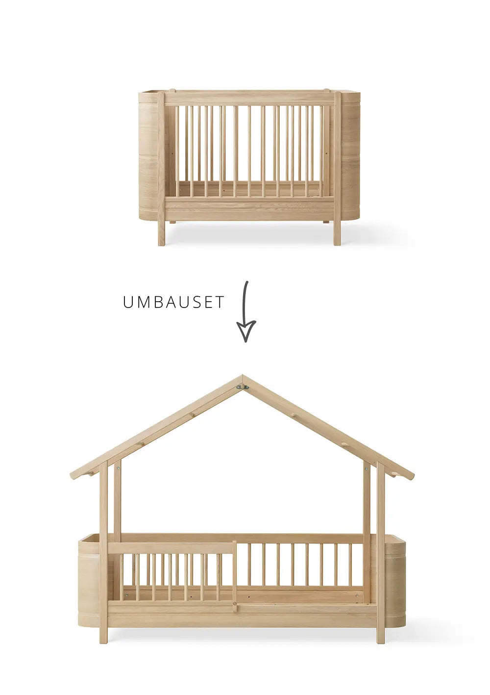 Oliver Furniture Umbauset für 'Wood Mini+' Babybett zum Hausbett Eiche