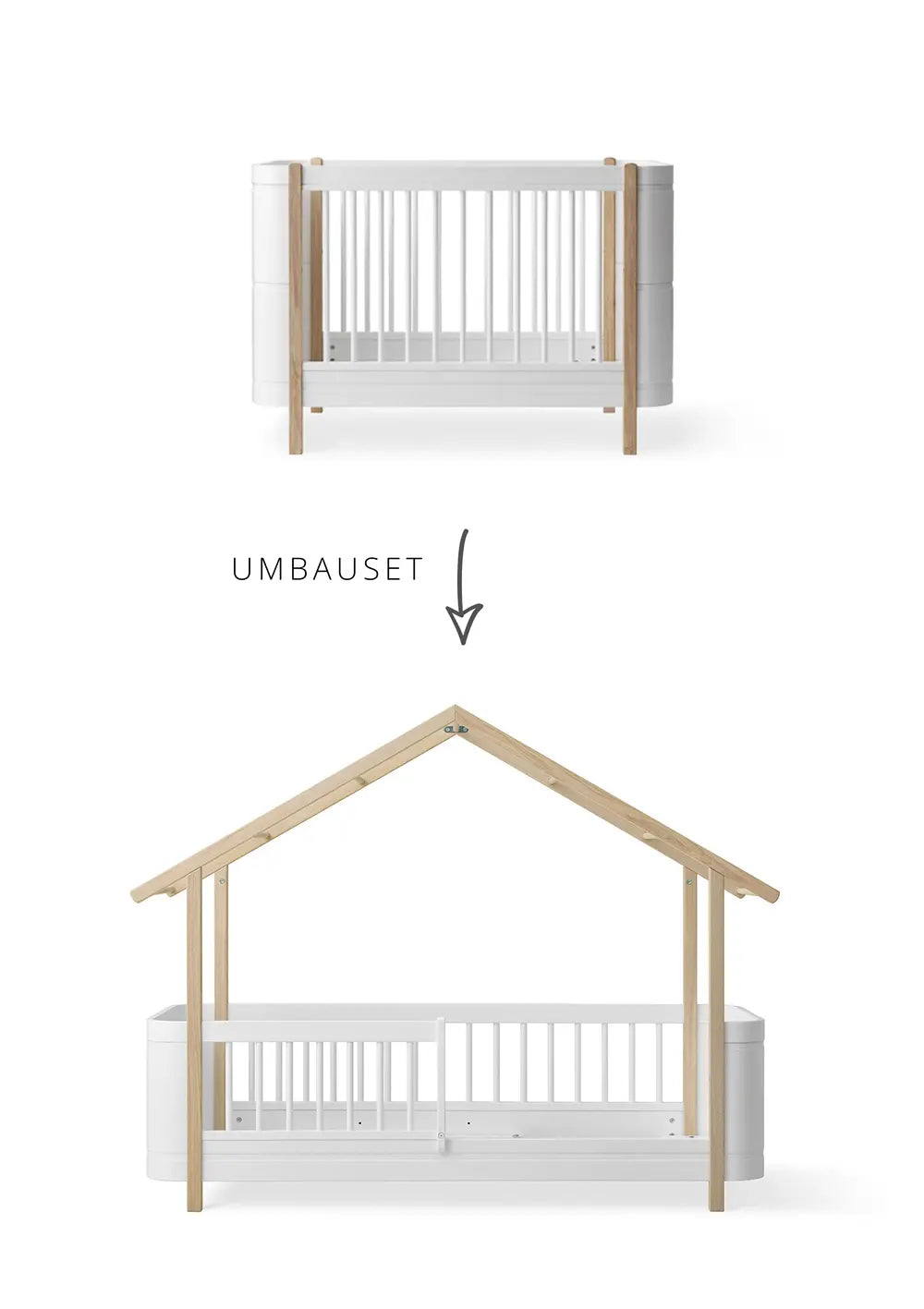 Oliver Furniture Umbauset für 'Wood Mini+' Babybett zum Hausbett Weiß/Eiche