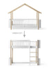 Umbauset für 'Wood Mini+' Hausbett zum halbhohen Hochbett Weiß/Eiche