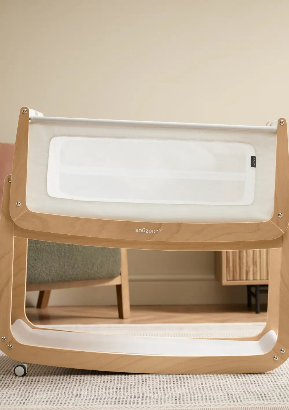 SNÜZ Beistellbett 'SnüzPod 5' Natur mit praktischer Reflux-Funktion 
