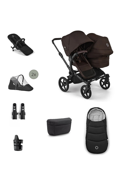 'Donkey 6 Double' Bundle – Unverzichtbares Kinderwagen-Set Cocoa Brown