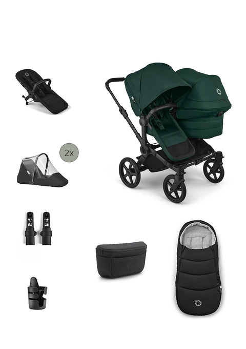 'Donkey 6 Double' Bundle – Unverzichtbares Kinderwagen-Set Fern Green