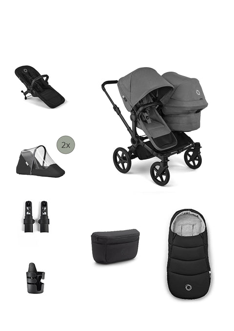 Bugaboo 'Donkey 6 Double' Bundle – Unverzichtbares Kinderwagen-Set Moon Grey