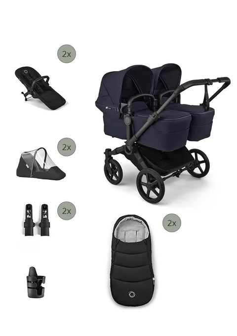 'Donkey 6 Twin' Bundle – Unverzichtbares Kinderwagen-Set Moon Grey