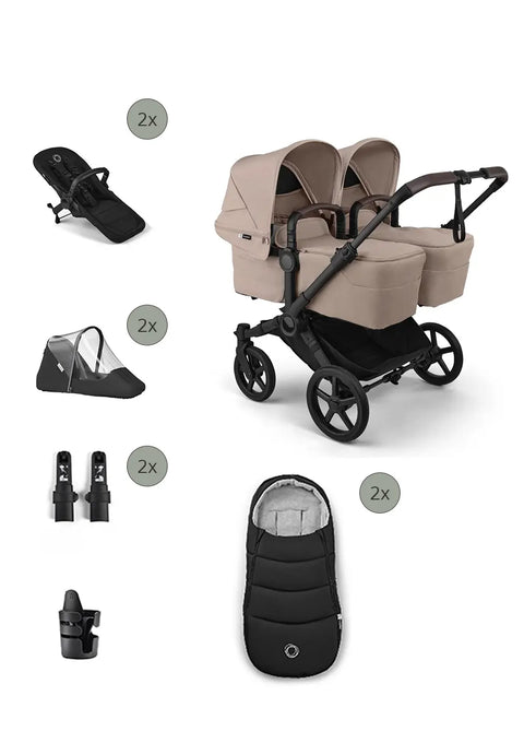 'Donkey 6 Twin' Bundle – Unverzichtbares Kinderwagen-Set Desert Taupe Mélange