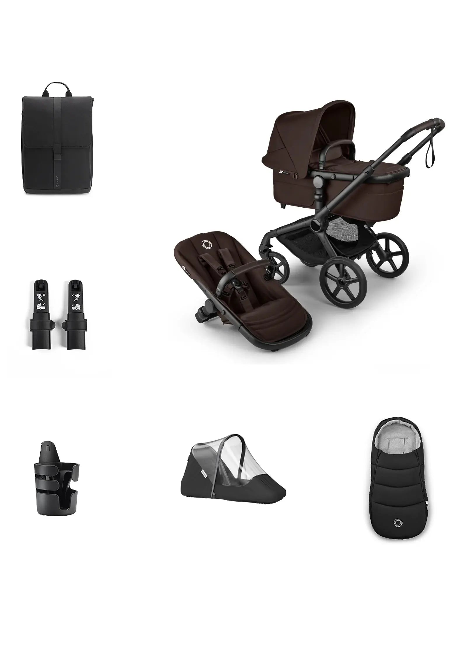 'Donkey 6 Single' Bundle – Unverzichtbares Kinderwagen-Set Cocoa Brown