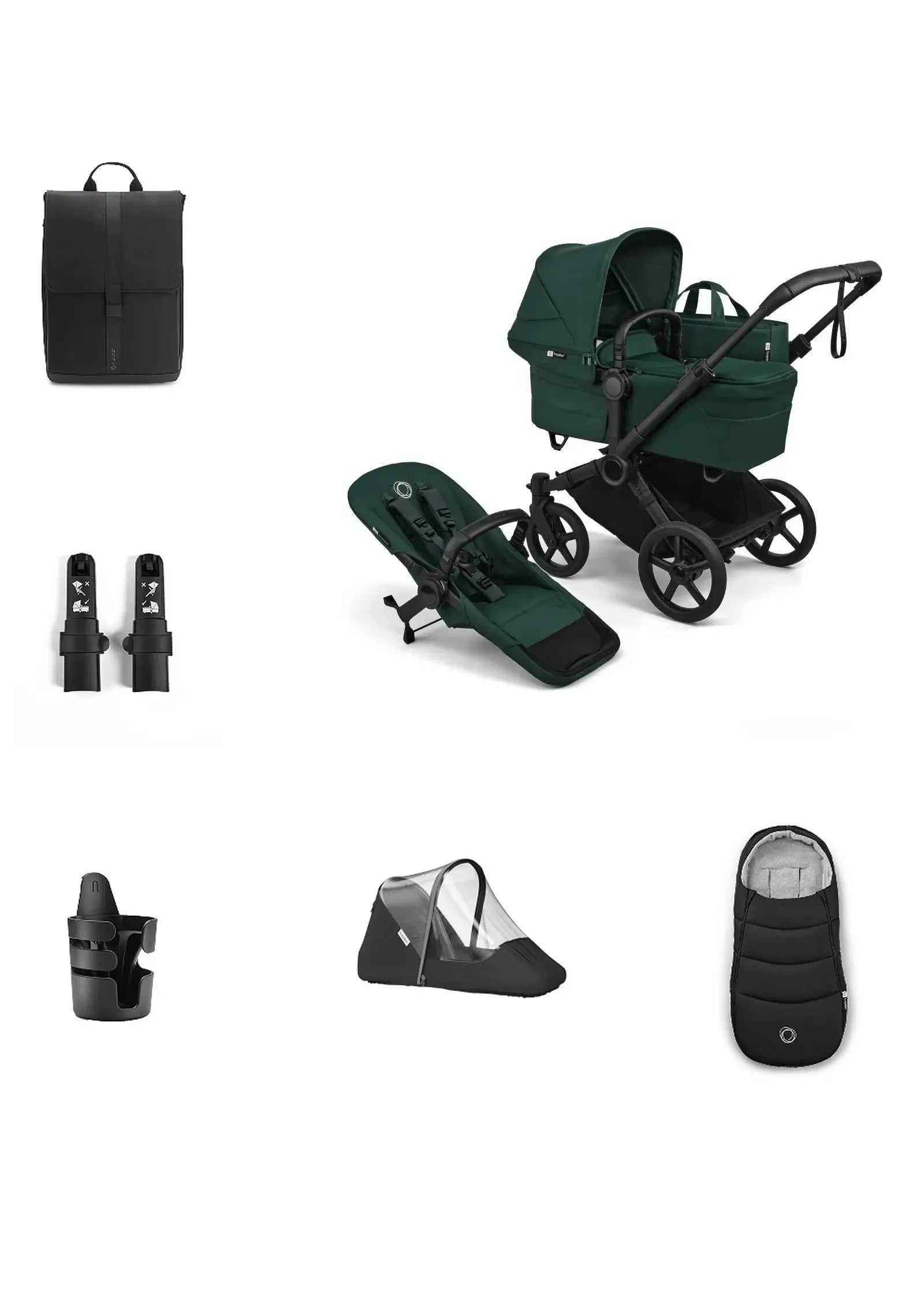 'Donkey 6 Single' Bundle – Unverzichtbares Kinderwagen-Set Fern Green